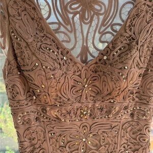 Sue Wong Blush Sequin Midi Dress